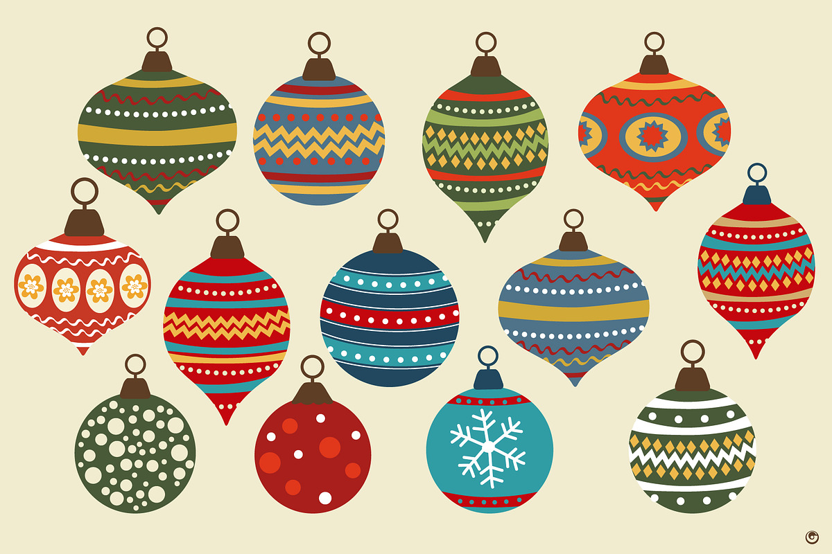 Christmas baubles set and patterns, a Decorative Illustration by Olillia (Photo 6 of 18)