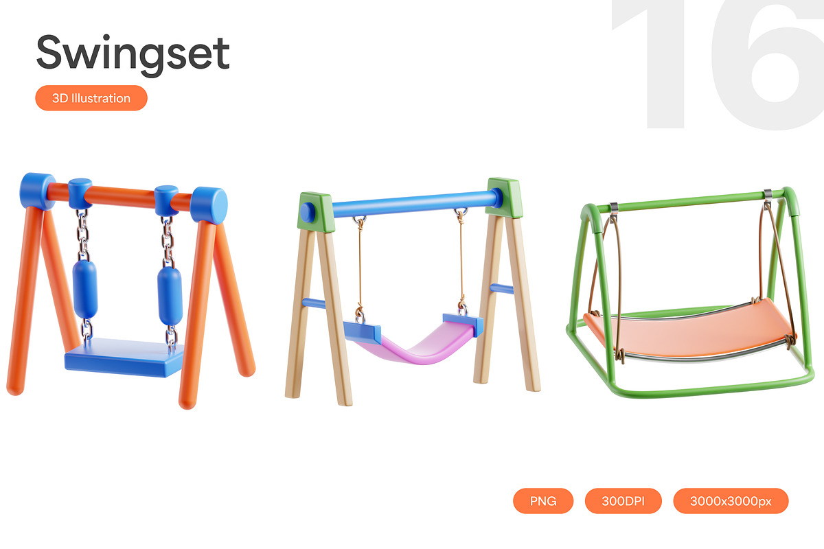 3D Swingset for Kids, an Object Graphic by Eklip Studio (Photo 1 of 3)