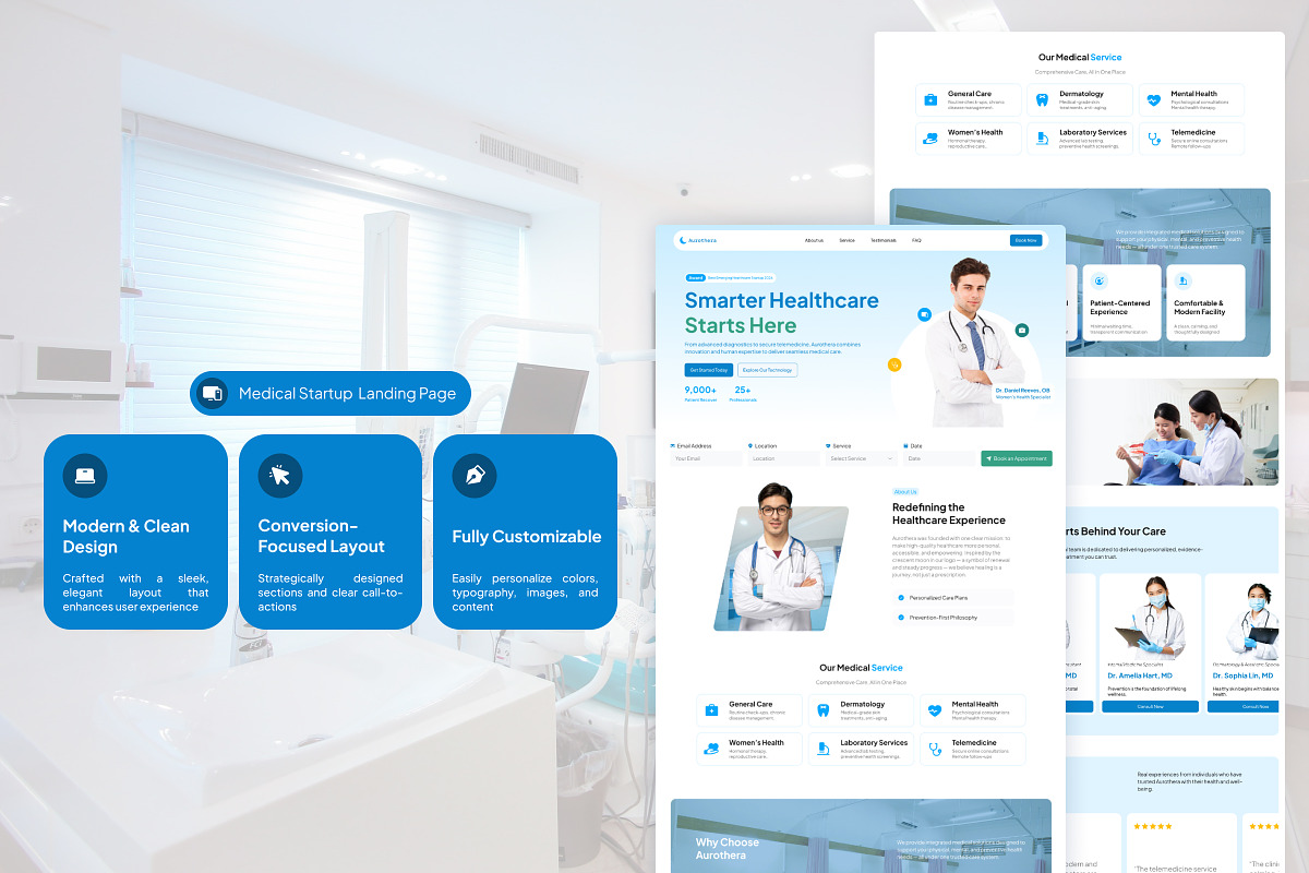 Medical Startup Landing Page, a Landing Page Template by Font Kingdom (Photo 3 of 5)