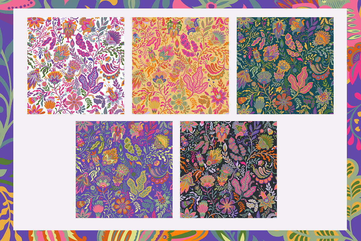 MAXIMALIST FOLK FLORAL PATTERN, a Pattern Graphic by Sonulkaster (Photo 3 of 14)