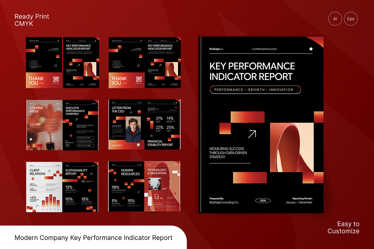 Company Key Performance Report, a Brochure Template by Annora Studio (Photo 1 of 6)