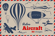 Retro Aircraft Vector Contour Set, an Illustration by Adiemus (Thumbnail 1 of 4)