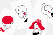 Stylish lady portrait set + pattern, a Person Illustration by Good Studio (Thumbnail 6 of 6)