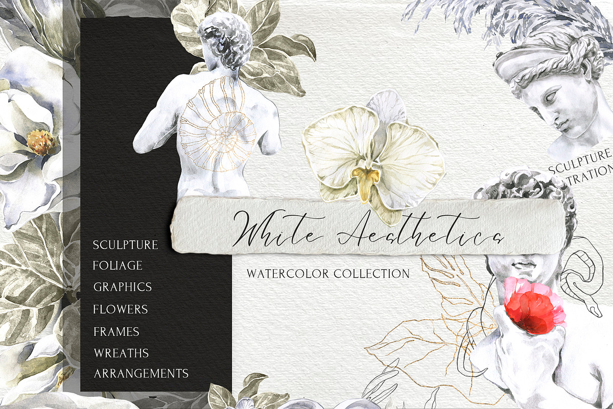 White Antique Aesthetics Watercolor, a Texture Illustration by Cat In Colour (Photo 1 of 10)