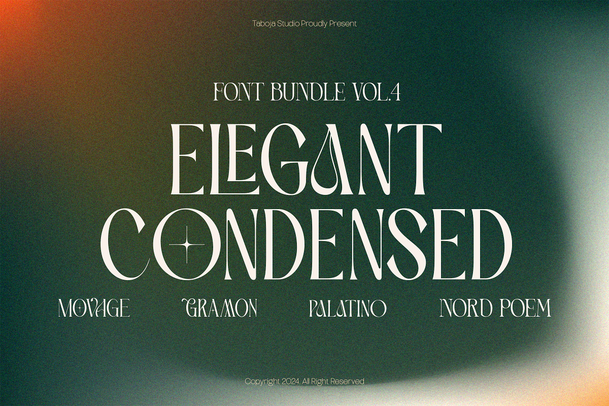 Elegant Condensed Volume 4, a Serif Font by Taboja Studio (Photo 1 of 22)