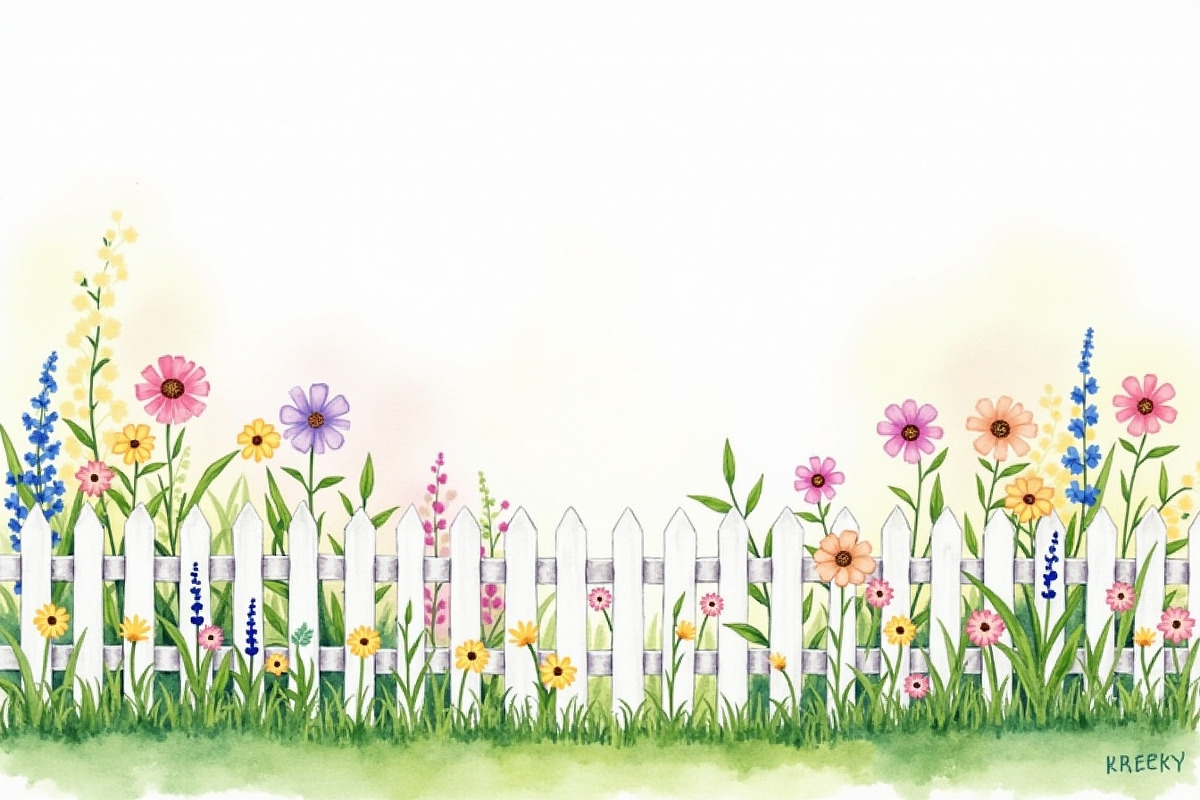 Spring Potted Flowers Fence Clipart, an Illustration by hafijul (Photo 4 of 13)