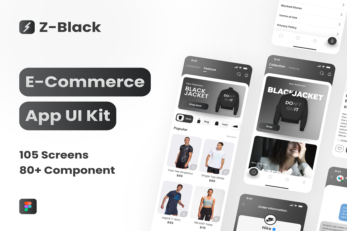 Z-Black E-Commerce App UI Kit, an App Template by Creative Perspective (Photo 1 of 6)