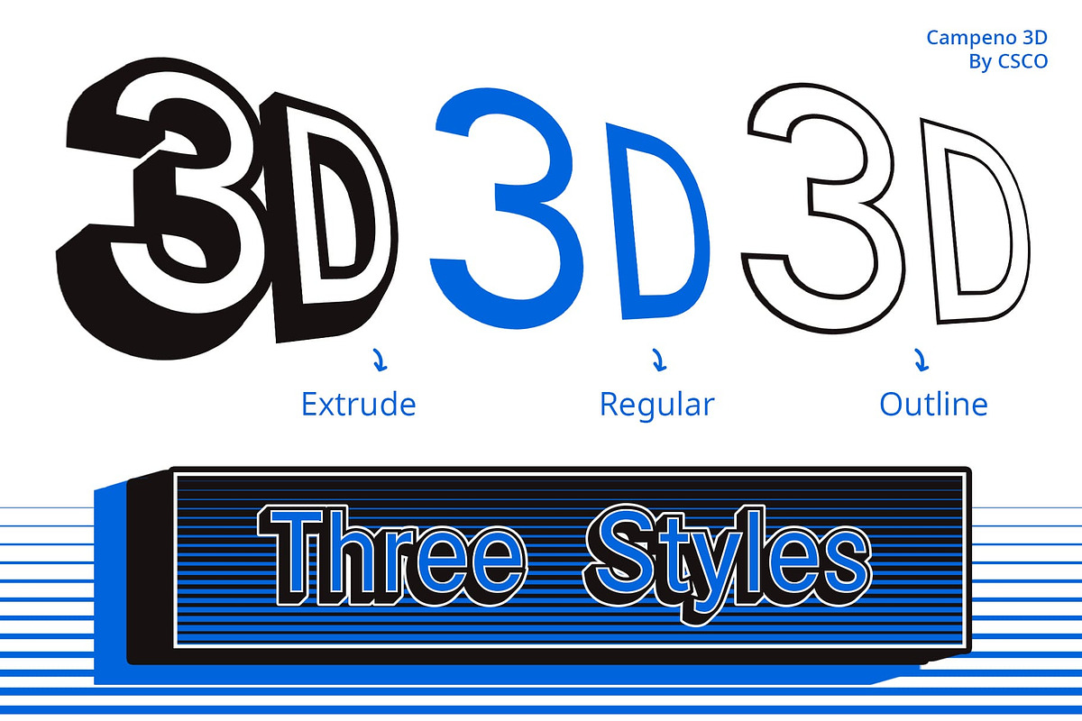 Campeno 3D, a Sans Serif Font by Craft Supply Co. (Photo 4 of 8)
