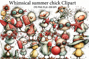 whimsical summer chick Clipart, an Illustration by Designworld