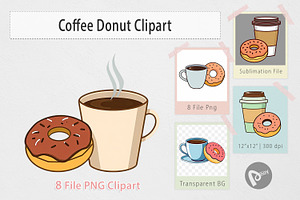 Coffee Donut Clipart, a Graphic by Artnoy
