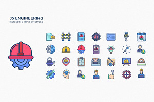 Engineering concept icon set