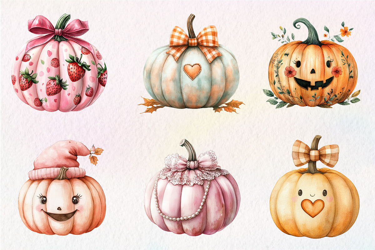 Coquette Pumpkin Clipart, an Illustration by CreationArt (Photo 2 of 9)