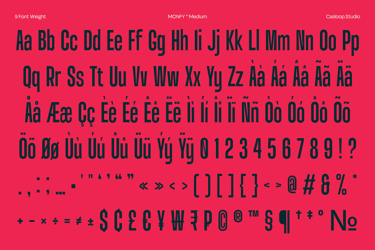 Monfy – Bold Condensed Typeface, a Sans Serif Font by Casloop Studio (Photo 6 of 10)