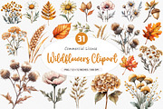 Watercolor Wildflowers Clipart, an Illustration by SinaCreation (Thumbnail 1 of 5)