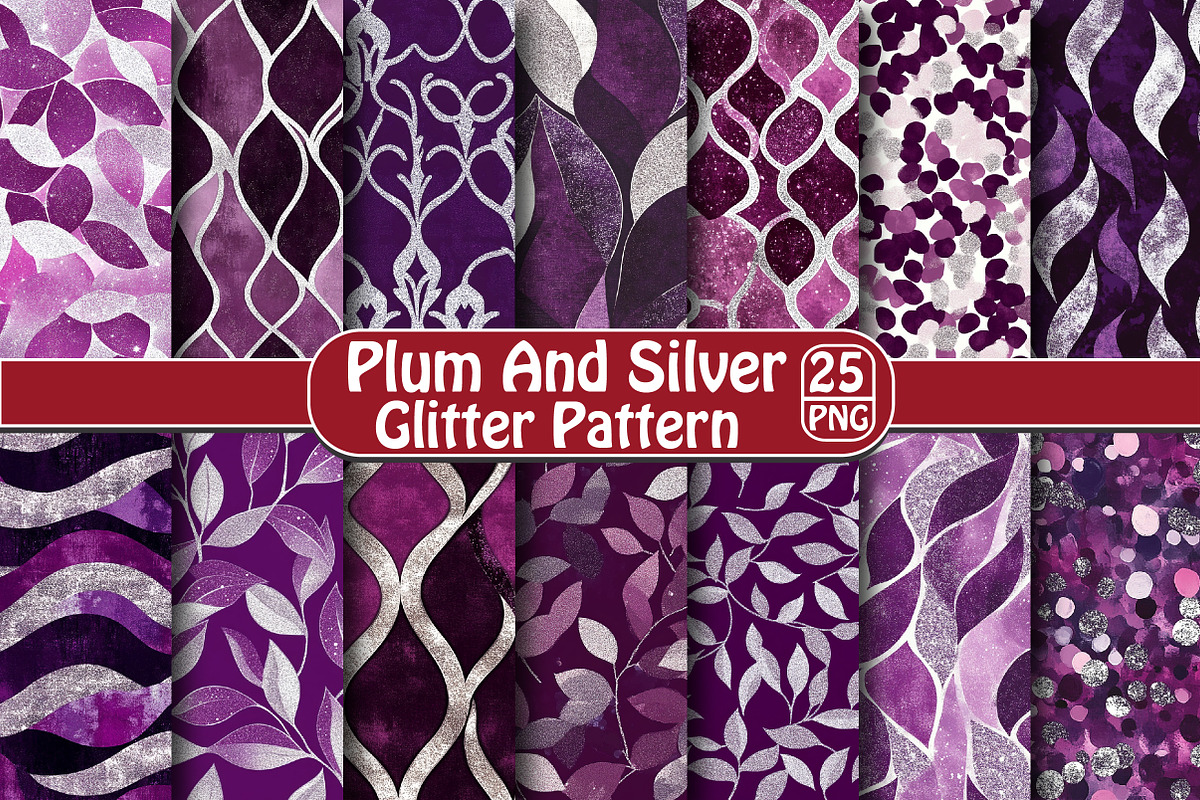 Plum and Silver Glitter Pattern, an Illustration by DreamPrint404 (Photo 1 of 5)
