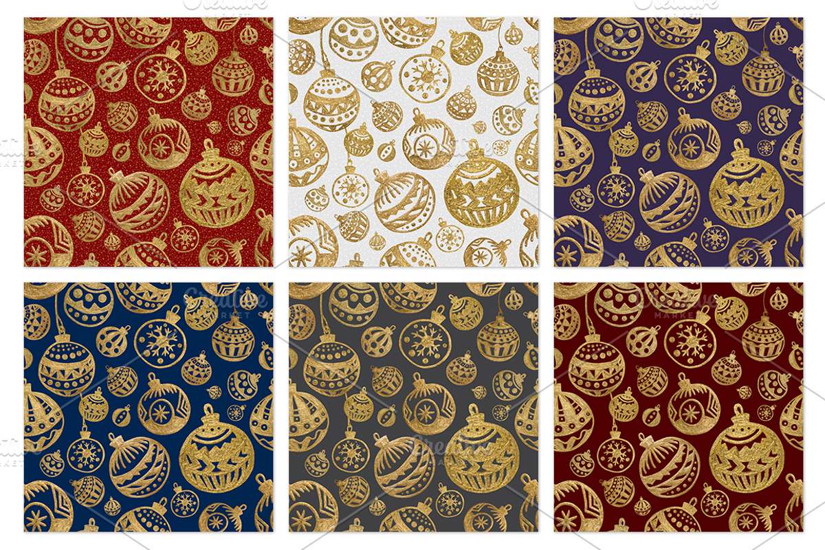 GOLD Christmas balls, a Pattern Graphic by xgart (Photo 4 of 5)