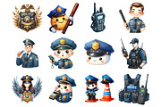 Watercolor Cute Police Clipart, a Graphic by CitraGraphics (Thumbnail 2 of 4)