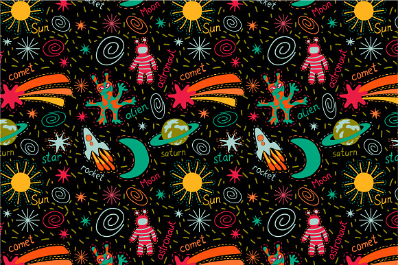 Seamless Pattern Funny Space