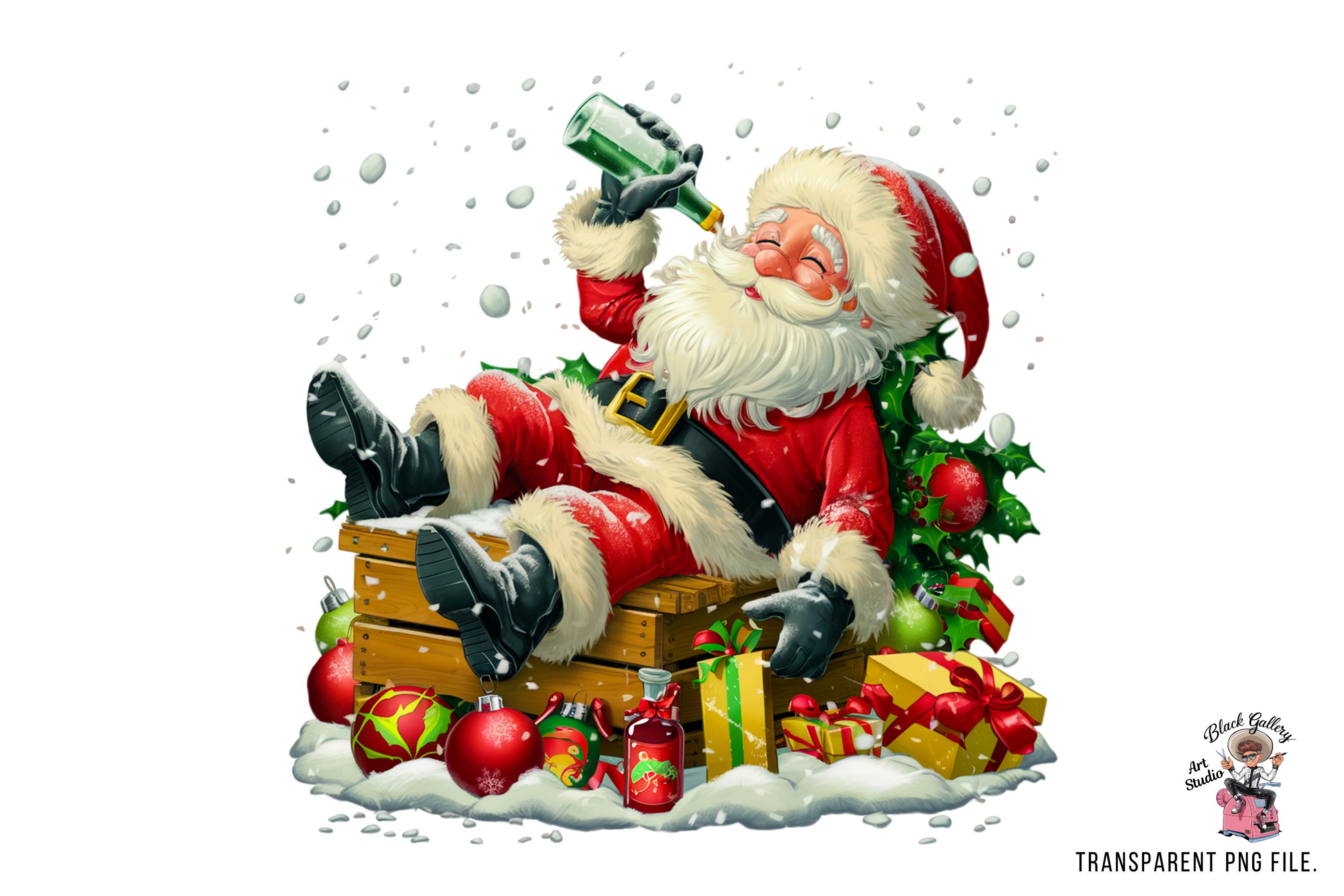 Funny Drunk Santa Clipart PNG, a Graphic by Abdur Rohim Design Studio