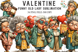 Funny Old Lady Valentine Sublimation, an Illustration by Libby Wishes