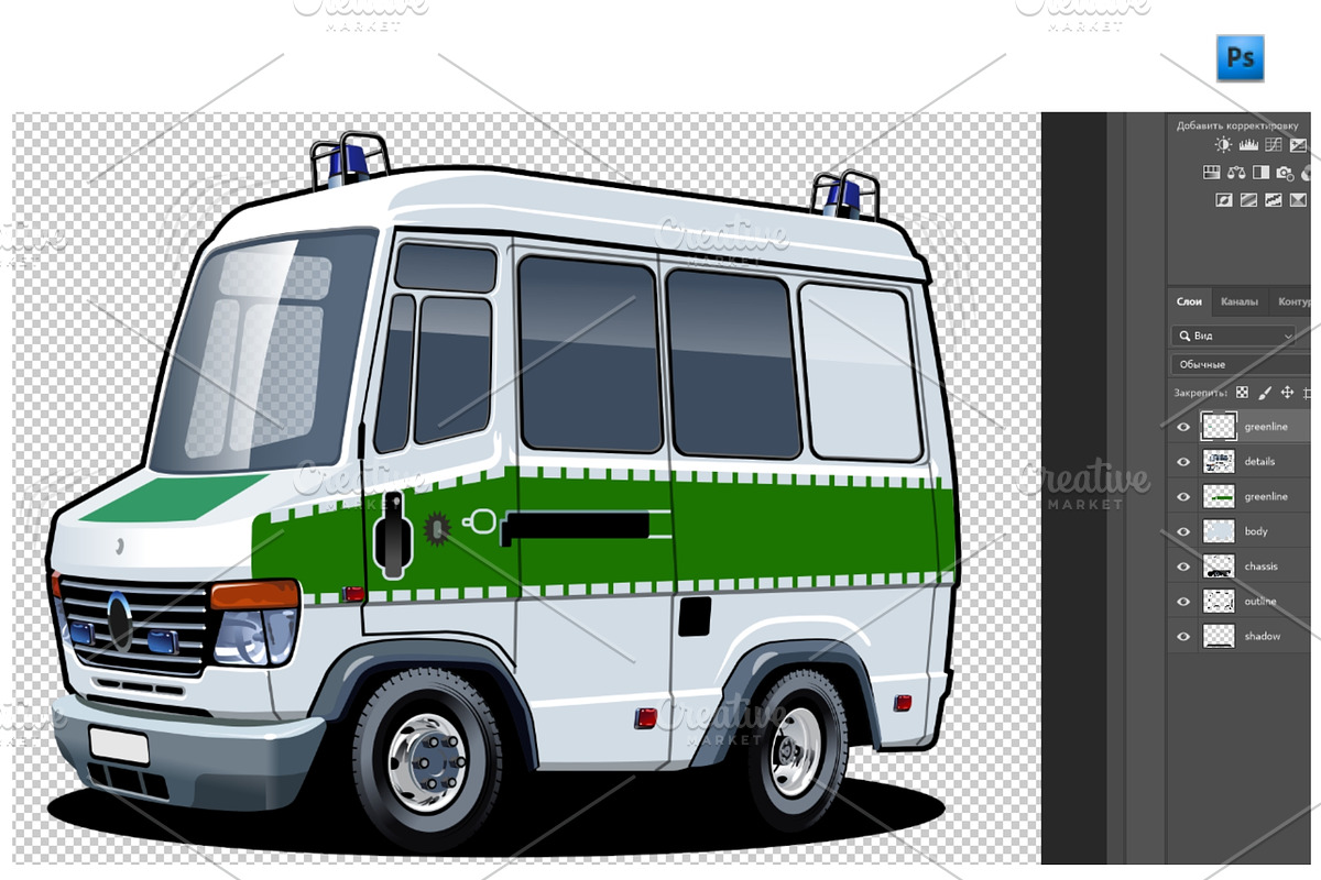 Cartoon service van, a Transportation Illustration by Mechanik (Photo 5 of 5)