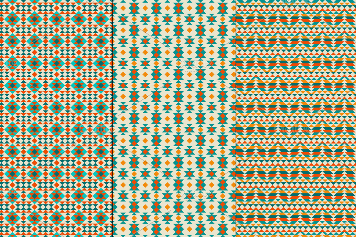 Blue Orange Southwestern Patterns, a Pattern Graphic by Melissa Held Designs (Photo 2 of 4)