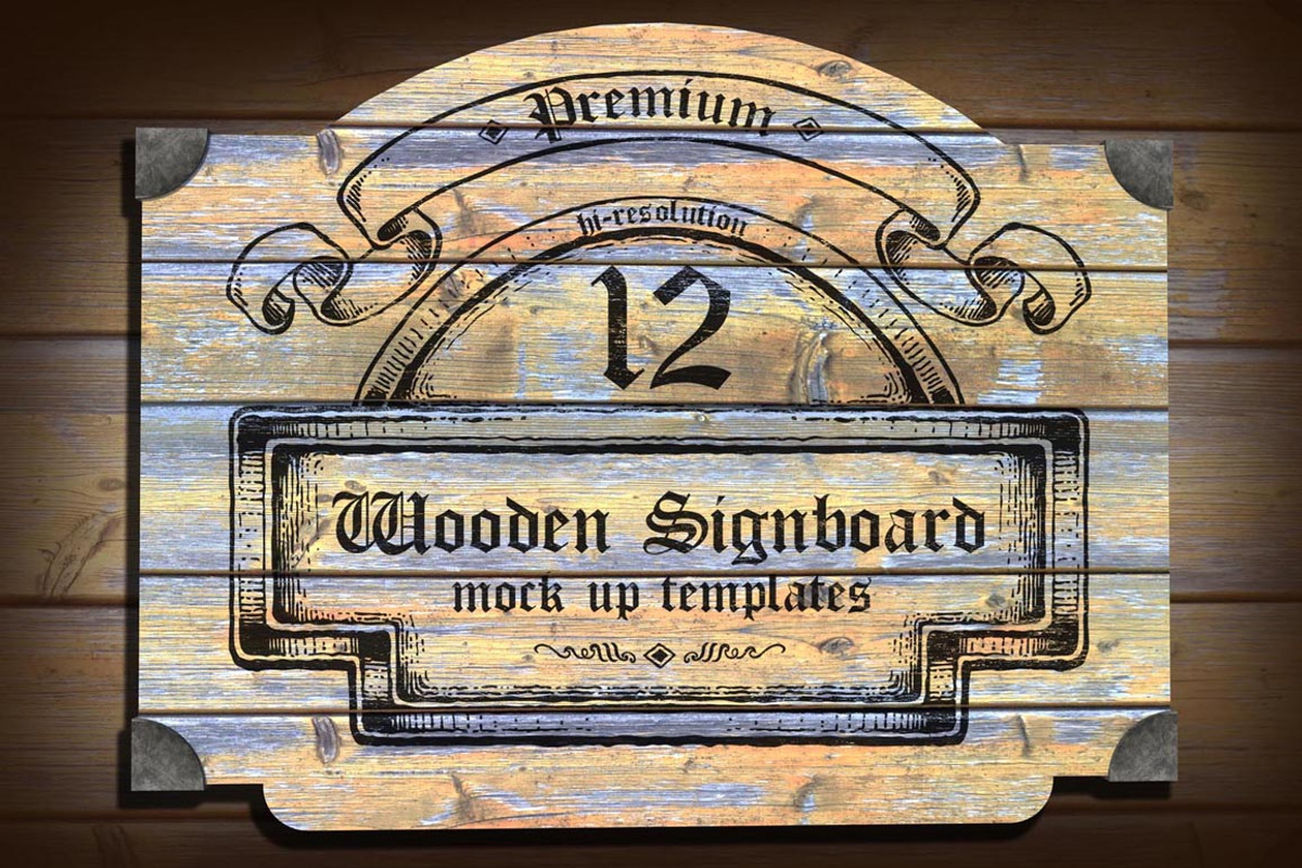 Classic Wooden Signboard Mockups, a Product Mockup by NStudio (Photo 4 of 5)