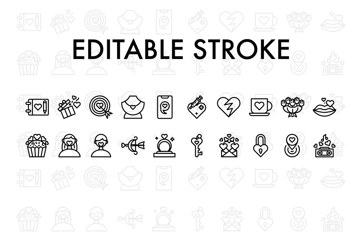 20 love line icon black and white, an Outline Icon by khalwa.studio (Photo 2 of 3)