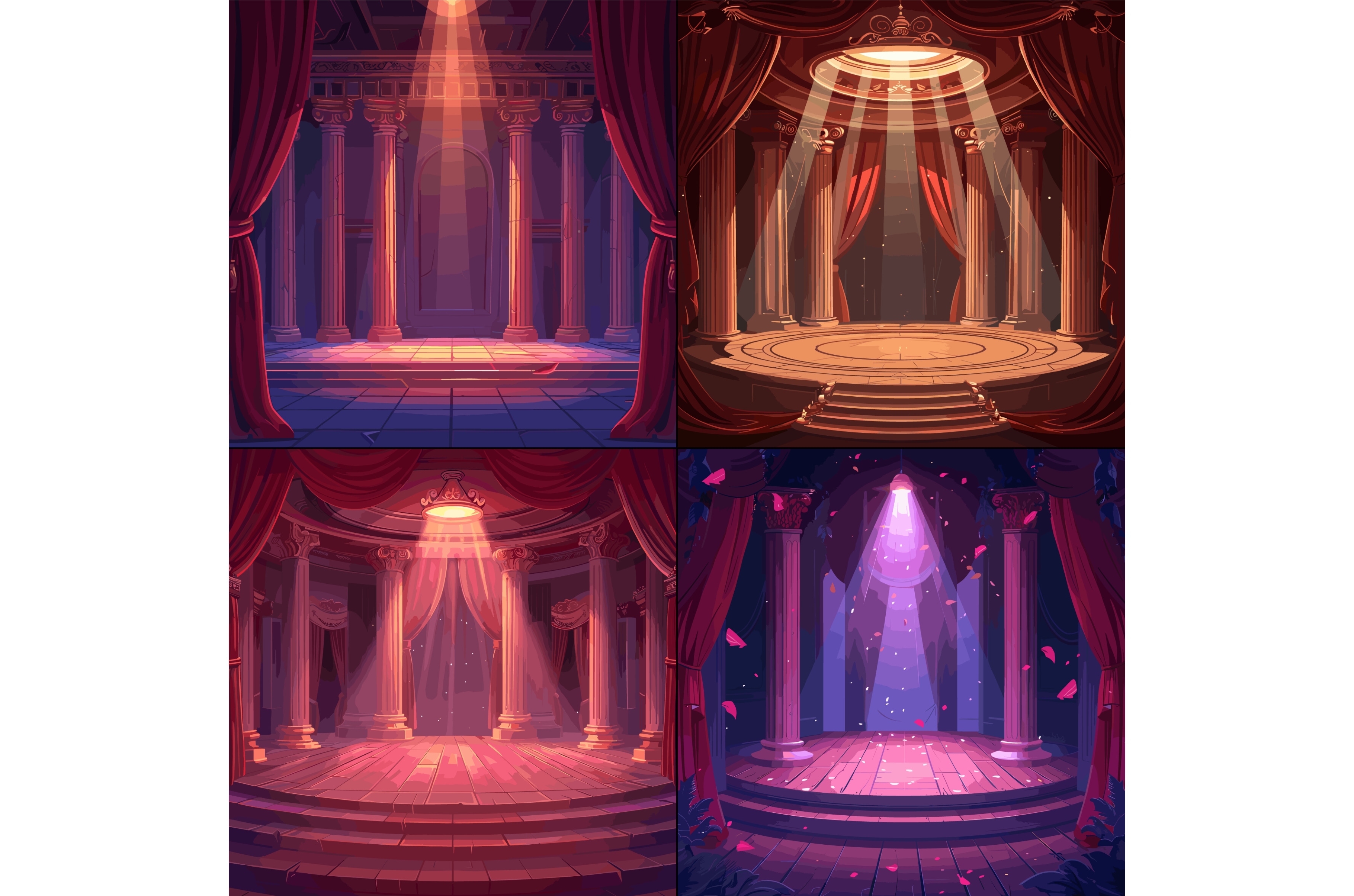 Theatrical scene cartoon concepts | Object Illustrations ~ Creative Market
