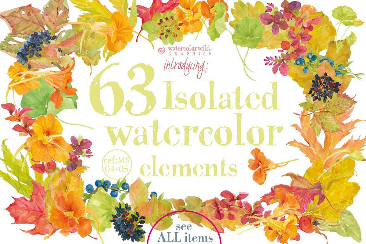 BUNDLE Golden-Yellow Flowers -85%, an Illustration by watercolorwild.graphics (Photo 5 of 12)