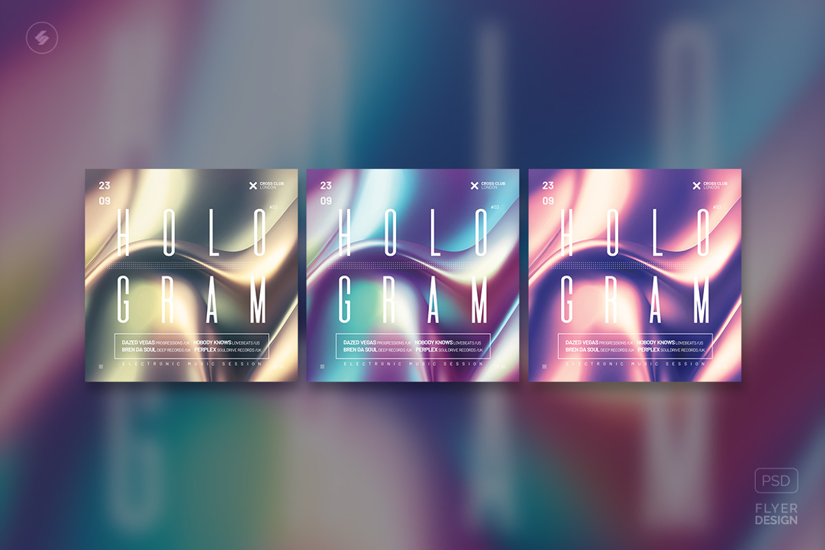 Hologram Party Flyers, Posters Pack, a Poster Template by pixelsao (Photo 9 of 23)