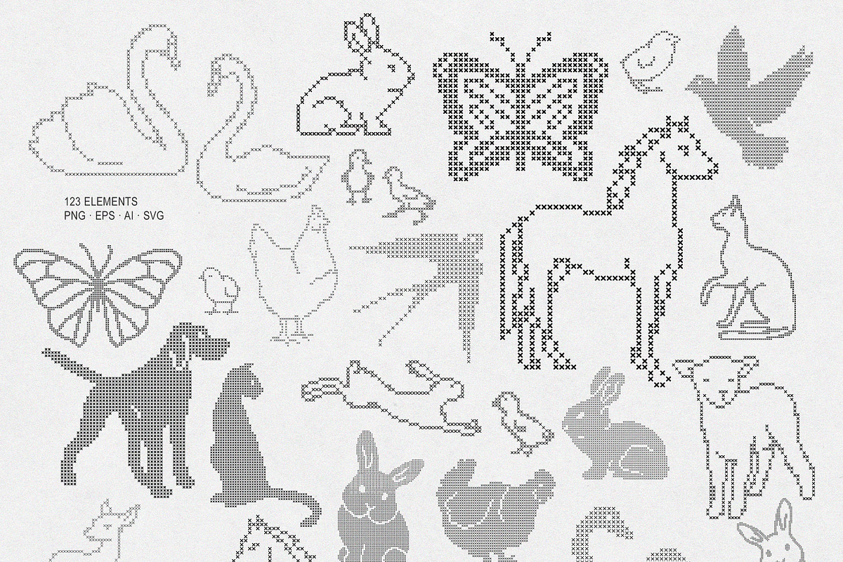 Cross Stitch Vintage Vector Set, an Object Graphic by AnMark (Photo 7 of 15)