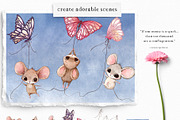 Cute Mice & Friends Clipart Set, an Animal Illustration by Pretty Little Lines (Thumbnail 5 of 13)