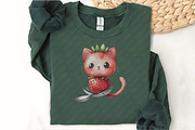 Strawberry Cat Sublimation Clipart, an Illustration by Watercolor design (Thumbnail 12 of 12)