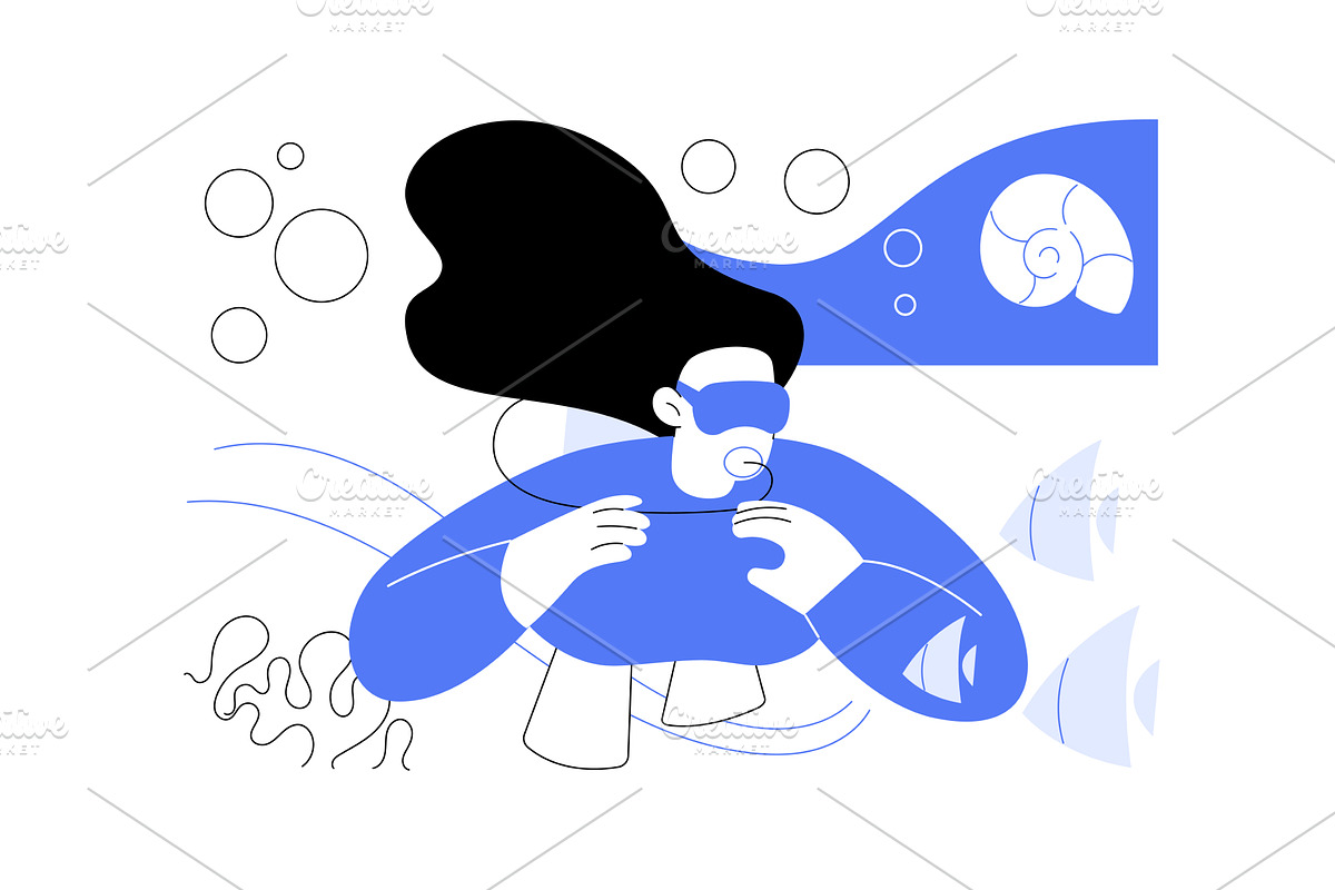 Scuba diving isolated cartoon vector, a Person Illustration by Visual Generation