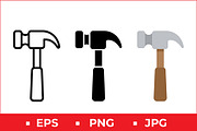 Hammer Tool Vector Icon Pack, a Solid Icon by Artonix (Thumbnail 1 of 2)