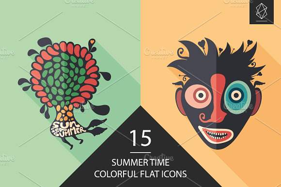 Summer time flat icon set preview 4
