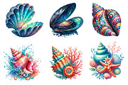 Ocean Sea Shell Sublimation Clipart, an Illustration by Dream Creation (Thumbnail 3 of 6)