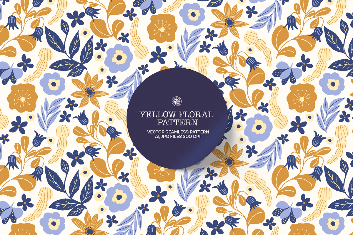 Yellow Floral Vector Pattern, a Pattern Graphic by Webvilla Studio (Photo 1 of 5)