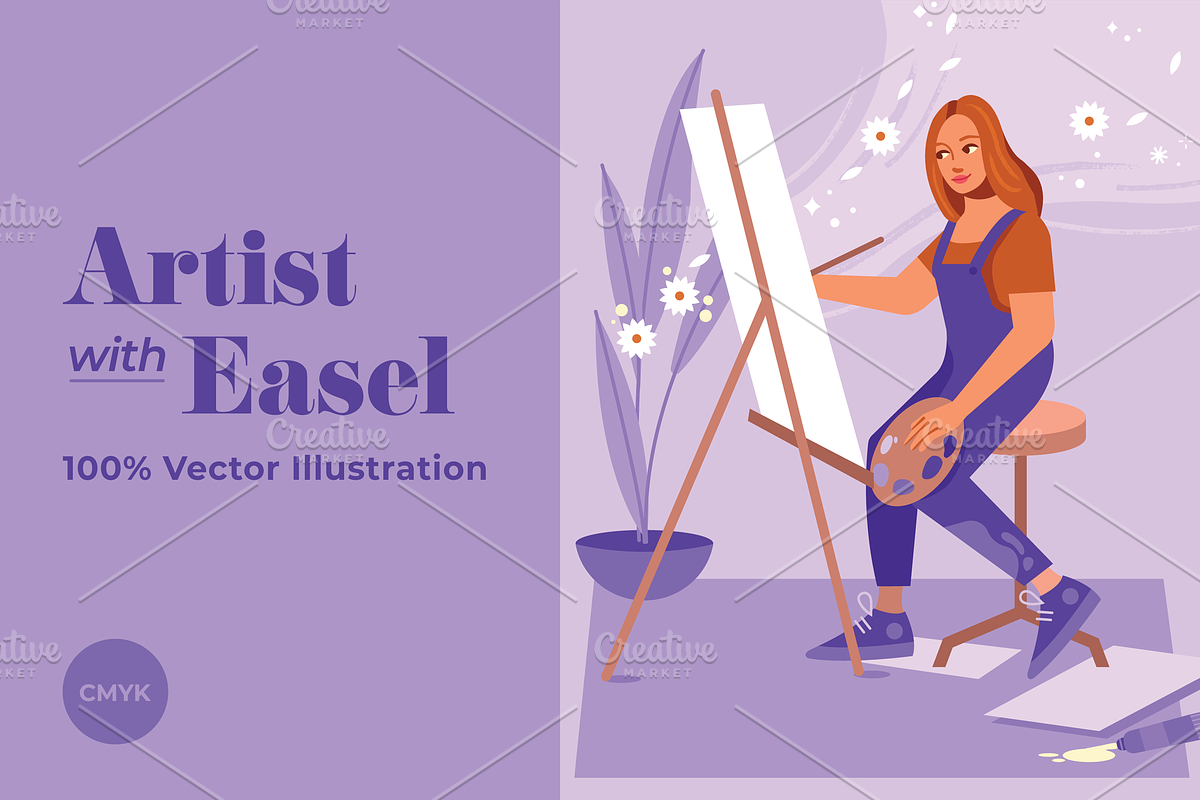 Artist with Easel Illustration, a Person Illustration by @JennyPaintsWithPixels