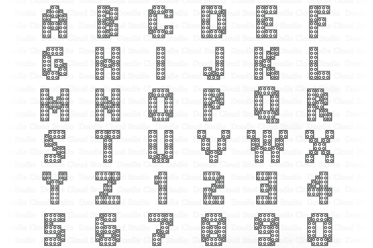 Alphabet SVG, Numbers SVG, Bricks., a Decorative Illustration by Doodle ...