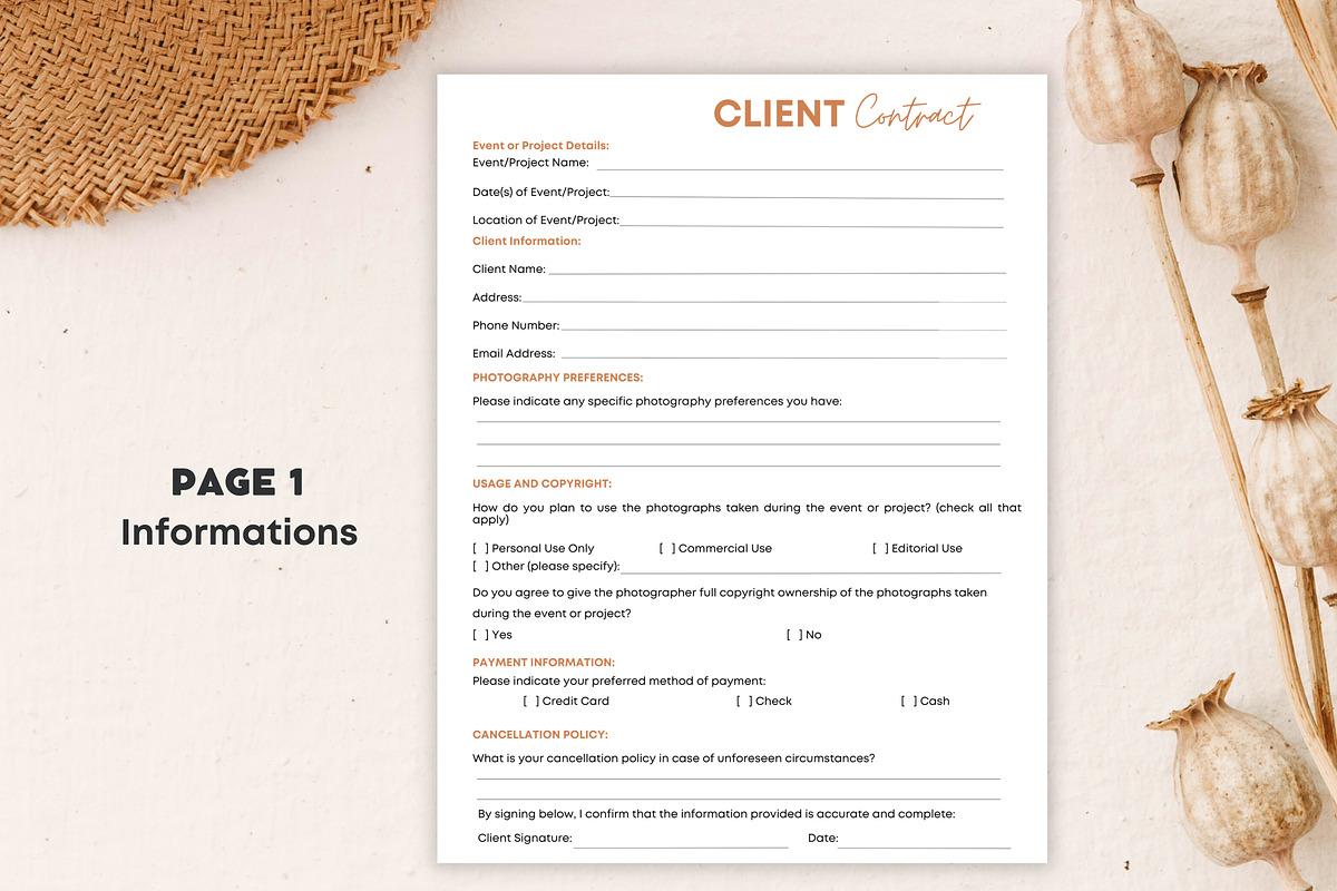 Photography Client Contract Template, a Templates & Theme by Mrxking (Photo 3 of 5)