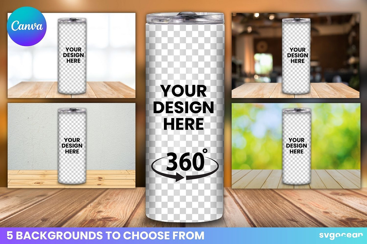 20 oz Rotating Tumbler Canva Mockup, a Mockup by svgocean