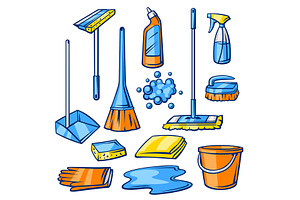 Housekeeping cleaning items set., an Object Graphic by incomible