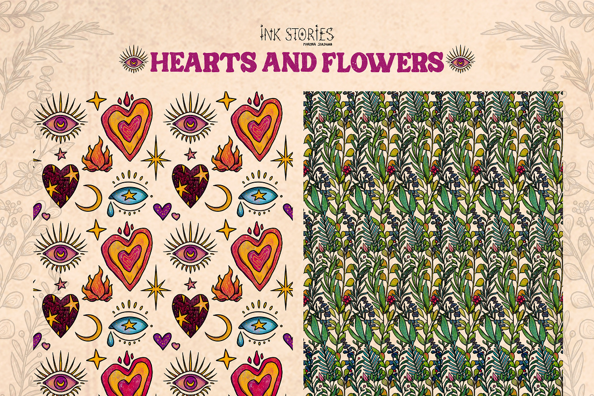 Hearts and Flowers Boho Vintage Set, a Decorative Illustration by Ink Stories (Photo 16 of 24)