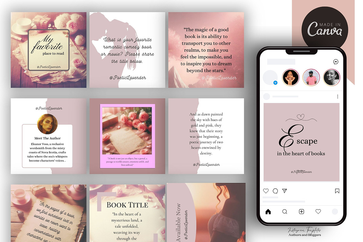 Lavender Author Instagram Template, a Social Media Template by Little Creative Scribbles (Photo 1 of 10)