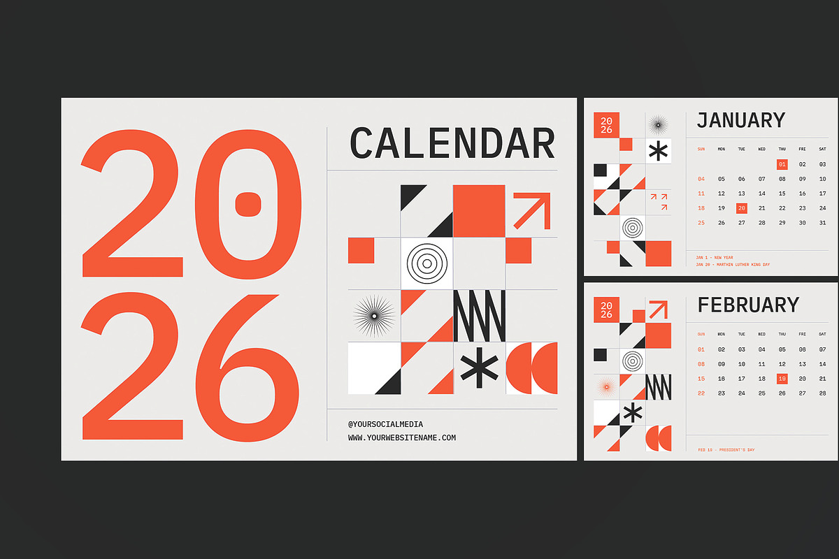 Minimalist Grid Calendar, a Stationery Template by Neermana (Photo 2 of 4)