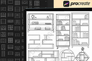 170 Shelf  Procreate Stamps Brush, a Brush Add-On by DrawingStoryShop (Thumbnail 5 of 6)