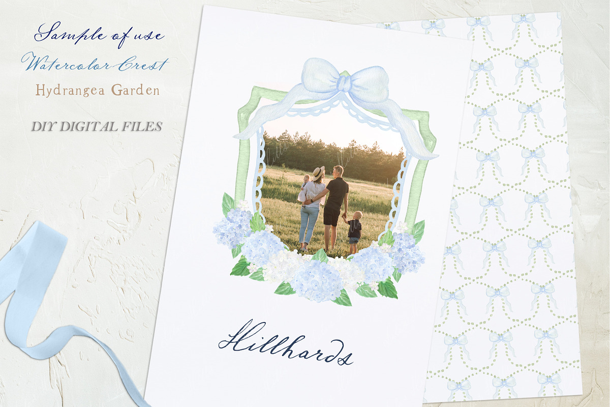Hydrangea Family Watercolor Crest, a Graphic by LABFcreations (Photo 3 of 4)