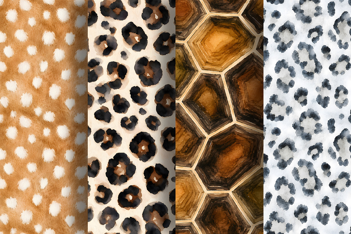 Watercolor Seamless Animal Patterns, a Pattern Graphic by Iryna Denysova (Photo 5 of 10)